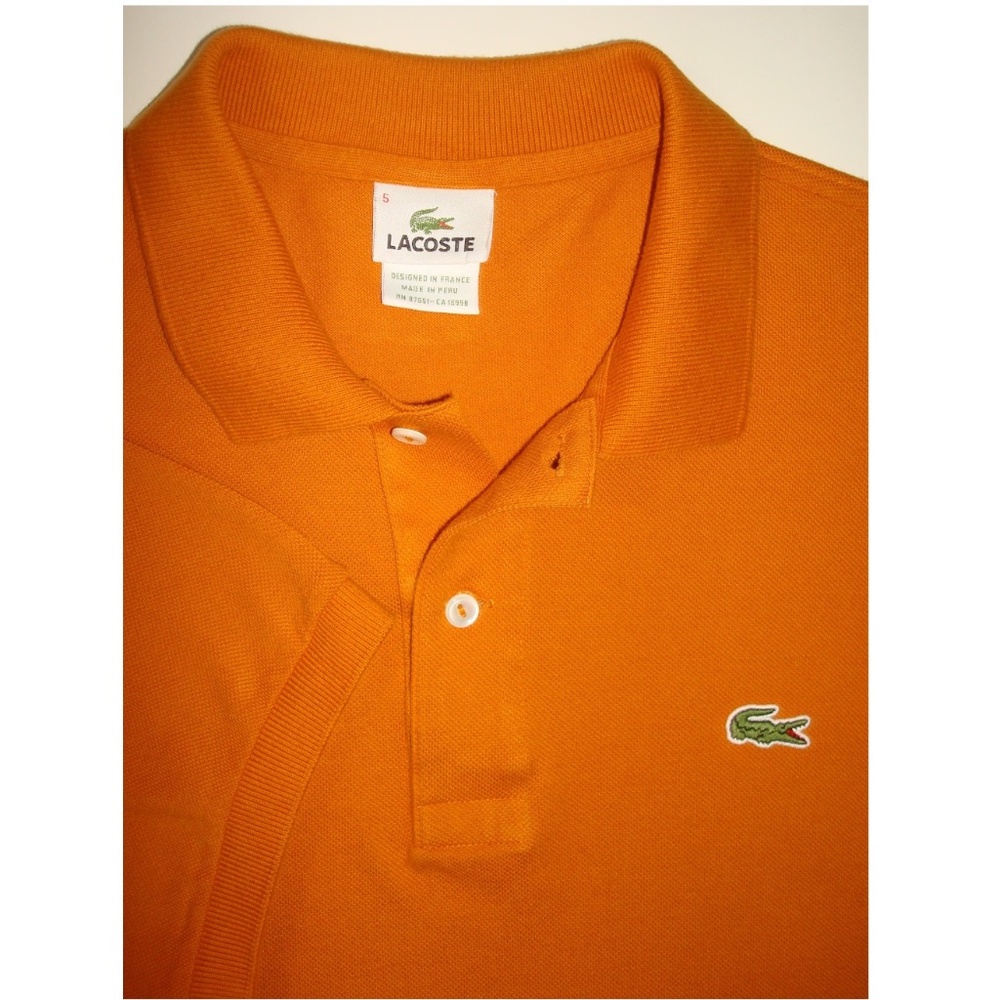 LACOSTE Burnt Orange Pique Knit Polo Shirt